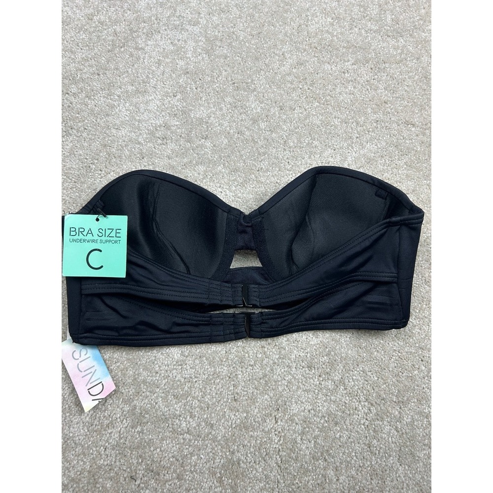 SUNDAZED Swimwear Women's Black 32C Bandeau Underwire‎ Padded Top - Picture 5 of 6